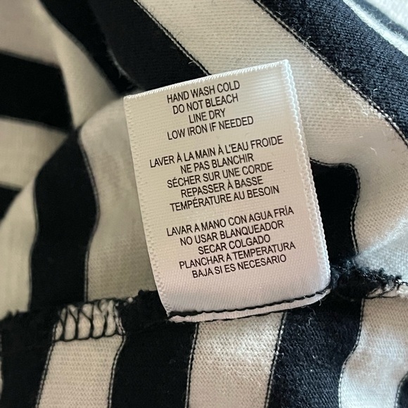 Bobeau Flutter Sleeve Striped Black & White Tee Soft T-Shirt Large - Picture 8 of 8